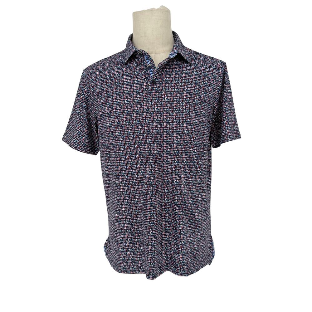 Robert Graham Short Sleeve Knit Performance Polo Shirt Beach Ball Novelty M